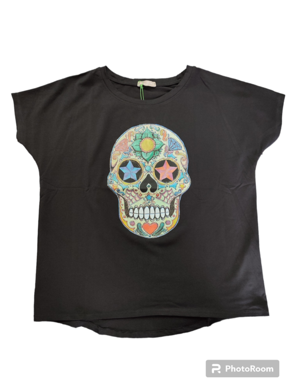 CAMISETA CALAVERA PEDRERÍA NEGRA